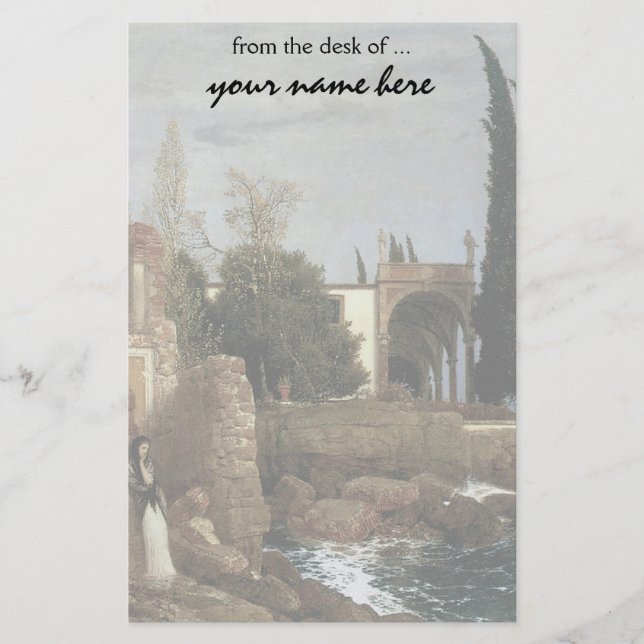 Villa By The Sea by Arnold Bocklin, Symbolism Art Stationery (Front)