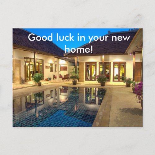 Villa with swimming pool announcement postcard