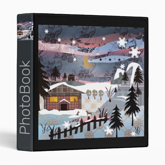 Village, applique, patchwork 3 ring binder (Front/Spine)