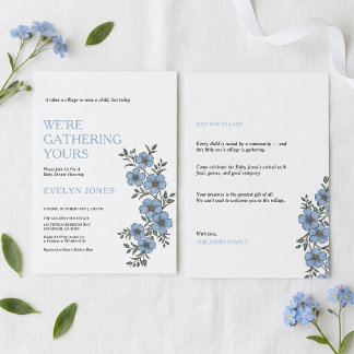 Village Baby Shower Invite - Sky Blue 2 Sided