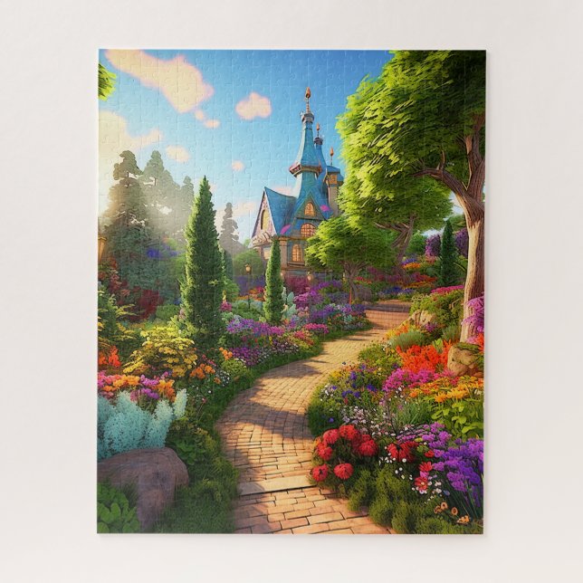 Village Beautiful Green Colorful Girly Spring  Jigsaw Puzzle (Vertical)