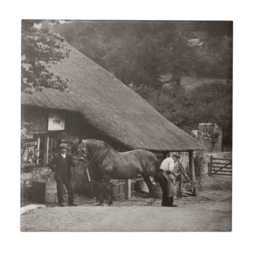 Village blacksmith vintage photo tile