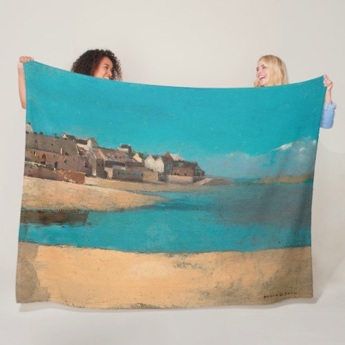 Village by the Sea in Brittany by Odilon Redon Fleece Blanket