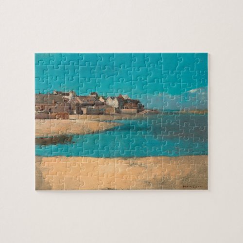 Village by the Sea in Brittany by Odilon Redon Jigsaw Puzzle