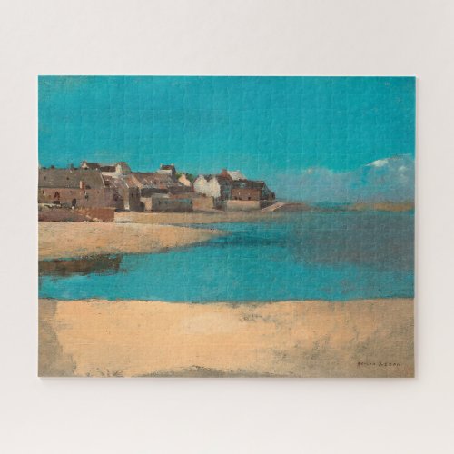 Village by the Sea in Brittany by Odilon Redon Jigsaw Puzzle