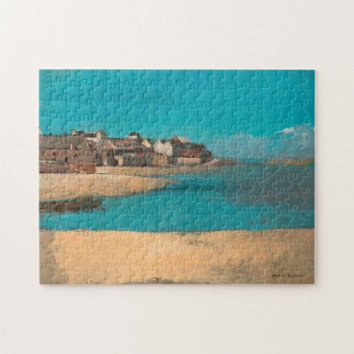 Village by the Sea in Brittany by Odilon Redon Jigsaw Puzzle