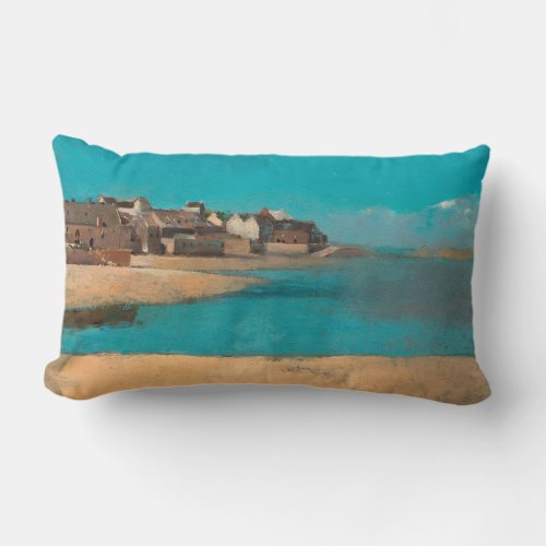 Village by the Sea in Brittany by Odilon Redon Lumbar Pillow