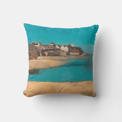 Village by the Sea in Brittany by Odilon Redon Throw Pillow