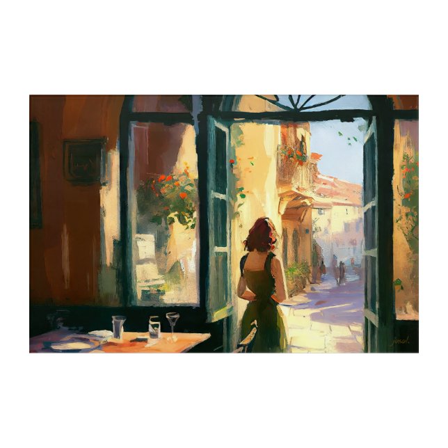Village Café in Tuscany Italy - Wall Art (Front)
