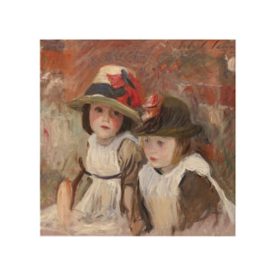 Village Children in Sun Hat by John Singer Sargent Wood Wall Art
