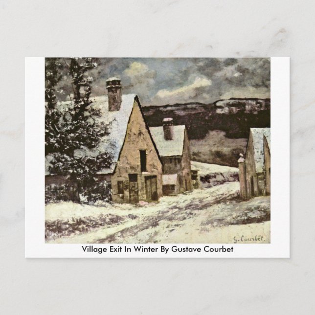 Village Exit In Winter By Gustave Courbet Postcard (Front)