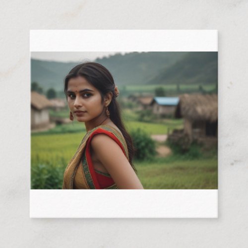 village girl square business card