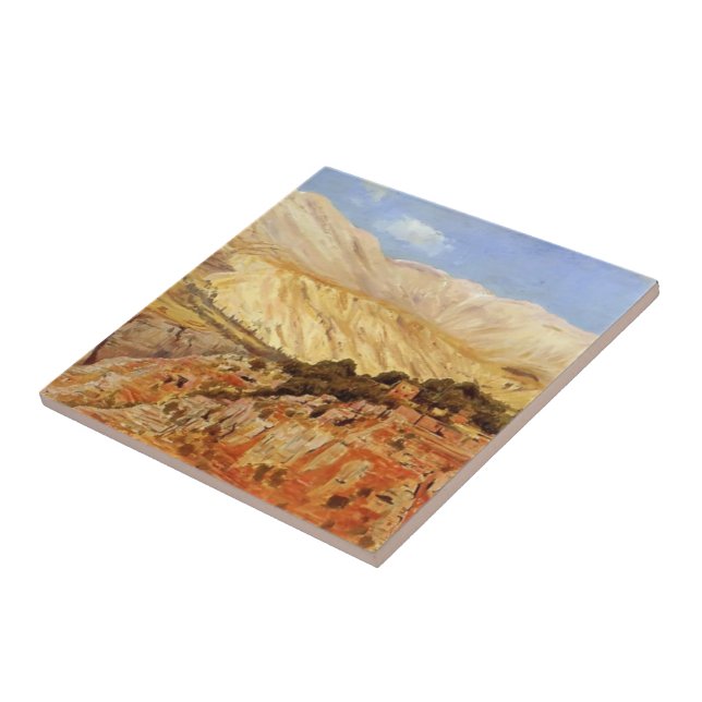 Village in Atlas Mountains, Morocco by Edwin Weeks Ceramic Tile (Side)