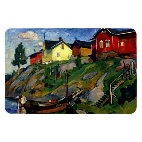 Village in Finland fine art painting Magnet