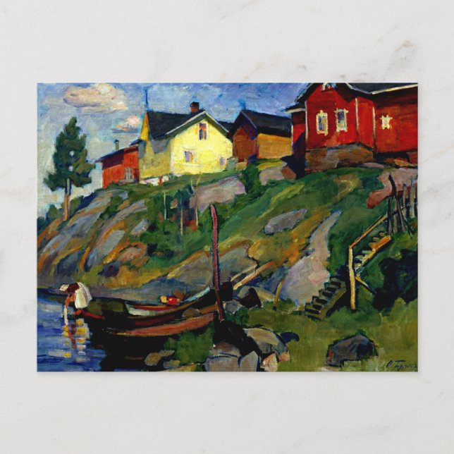 Village in Finland, fine art painting Postcard (Front)