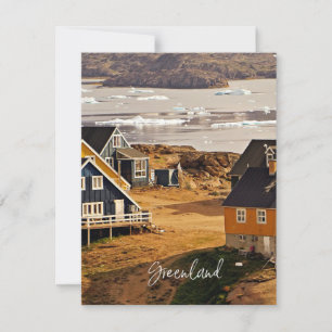 Village in Greenland, scenic landscape photraph Card