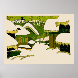 Village In Snow, Abstract Poster