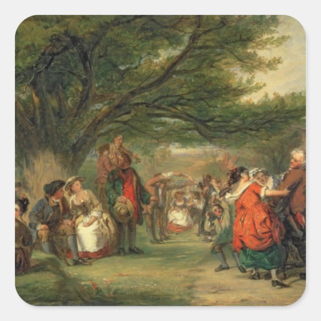 Village Merrymaking Square Sticker (Front)