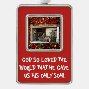 Village Nativity Colored Stars Big Limbo Font Ornament