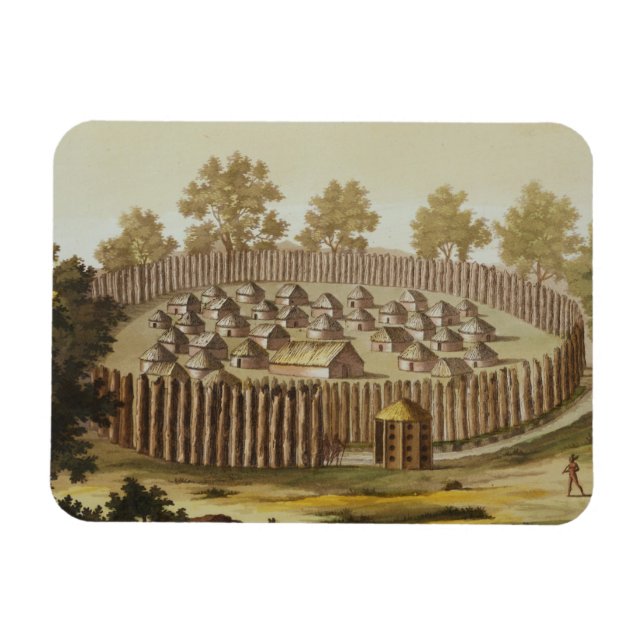 Village of an Indigenous Tribe in Florida, engrave Magnet (Horizontal)