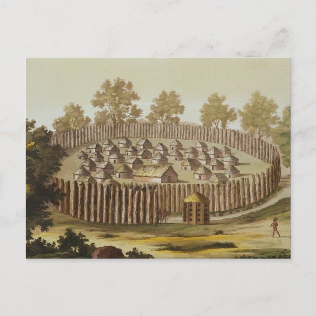 Village of an Indigenous Tribe in Florida, engrave Postcard (Front)