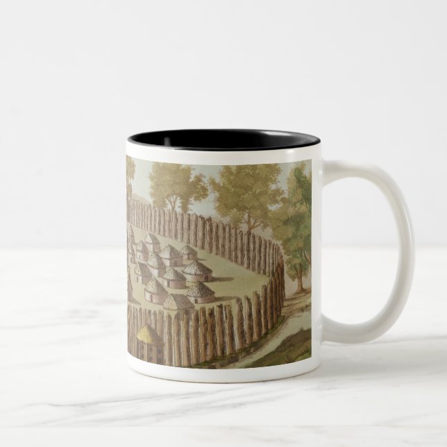 Village of an Indigenous Tribe in Florida, engrave Two-Tone Coffee Mug (Right)