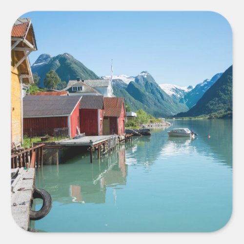 Village of Fjrland and a fjord in Norway sticker