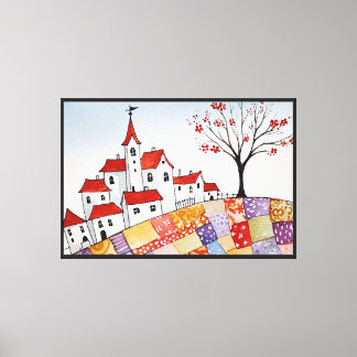 Village on a hill Canvas Print