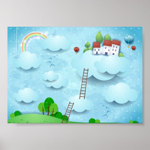 Village over the Clouds Poster
