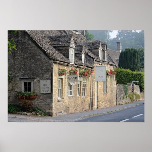 Village pub in the Cotswolds poster print