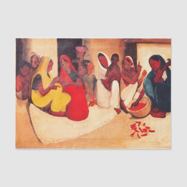 Village Scene by Amrita Sher-Gil Tissue Paper (Front)
