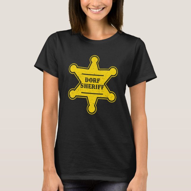 Village Sheriff Badge Police Officer Police Car T-Shirt (Front)