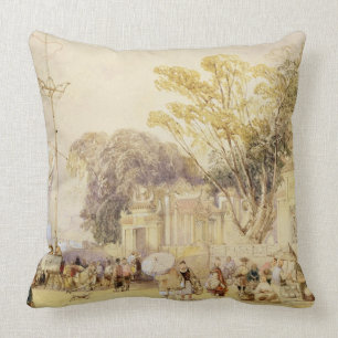 Village Square in the Bay of Hong Kong, plate 5 fr Throw Pillow