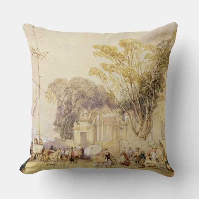 Village Square in the Bay of Hong Kong, plate 5 fr Throw Pillow (Front)