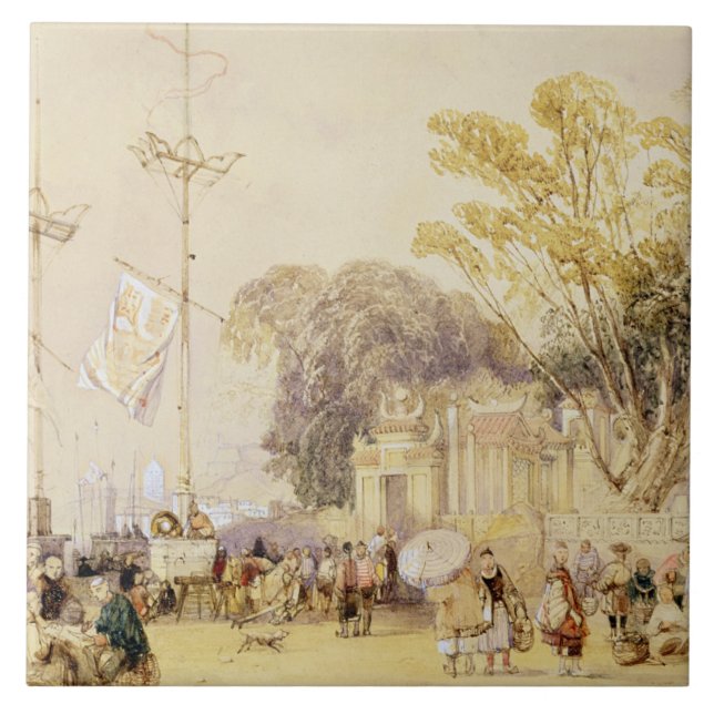 Village Square in the Bay of Hong Kong, plate 5 fr Tile (Front)