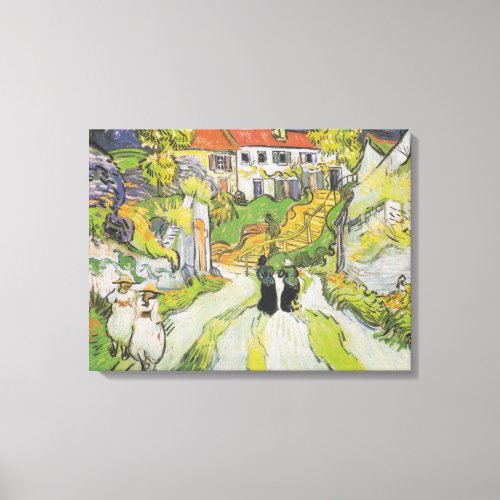 Village Street and Stairs in Auvers with Figures Canvas Print