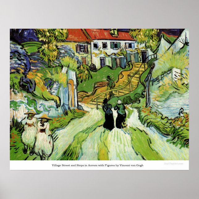 Village Street and Steps in Auvers by van Gogh Poster (Front)