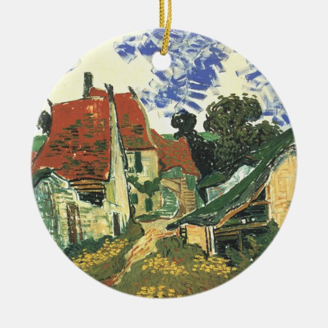 Village Street in Auvers by Vincent van Gogh Ceramic Ornament (Front)