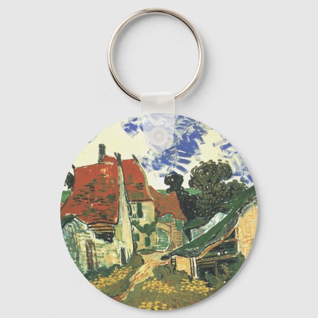 Village Street in Auvers by Vincent van Gogh Keychain (Front)