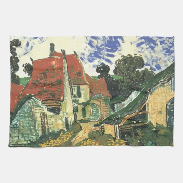 Village Street in Auvers by Vincent van Gogh Kitchen Towel (Horizontal)