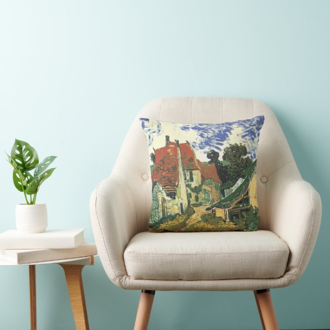 Village Street in Auvers by Vincent van Gogh Throw Pillow (Chair)