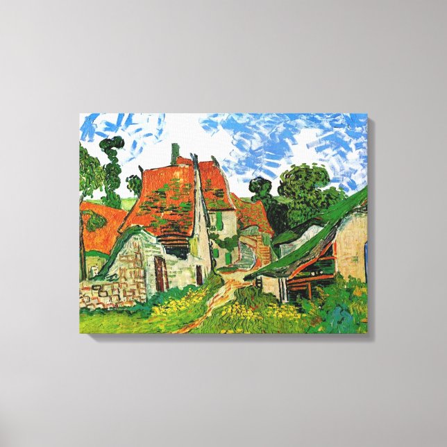 Village Street in Auvers, Vincent van Gogh Canvas Print (Front)