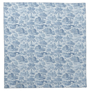 Village Toile Blue Cloth Napkin