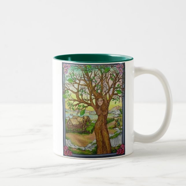 Village Tree Spirit Green Coffee Mug (Right)
