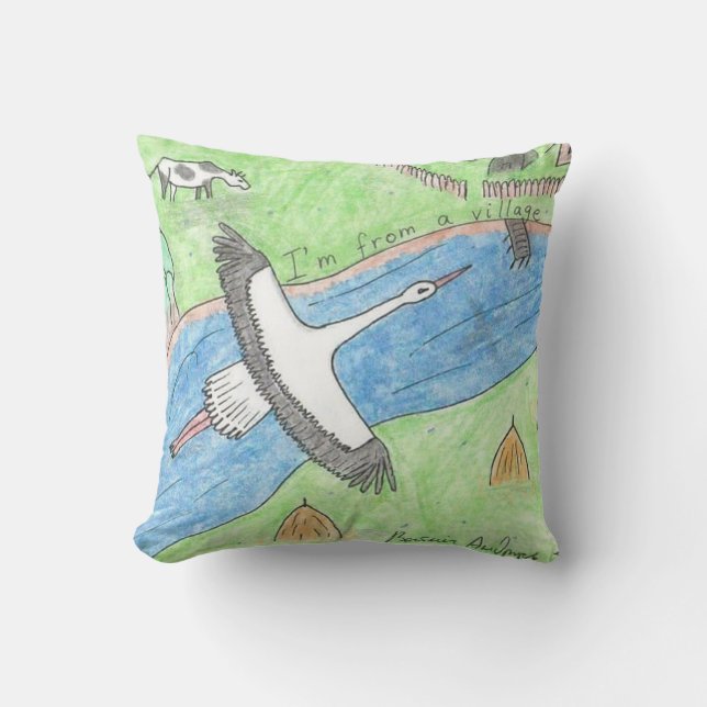 Village Vibes Throw Pillow (Front)