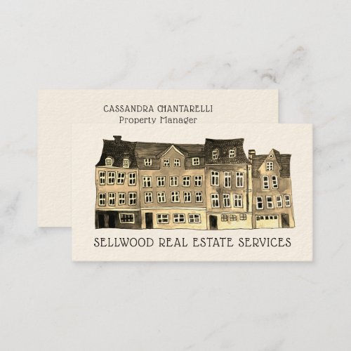 Village Watercolor Real Estate Broker Agent Lease  Business Card