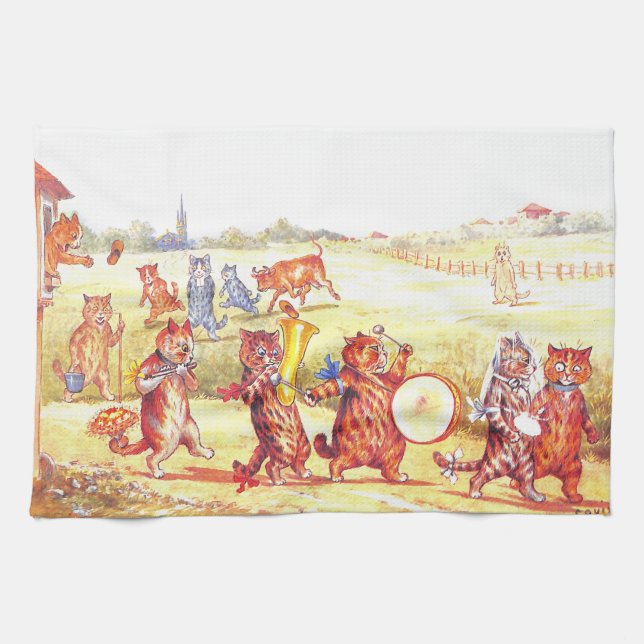 Village Wedding Cats by Louis Wain Kitchen Towel (Horizontal)
