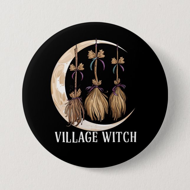 Village Witch Gothic Occult Wicca Pagan Nature Button (Front)