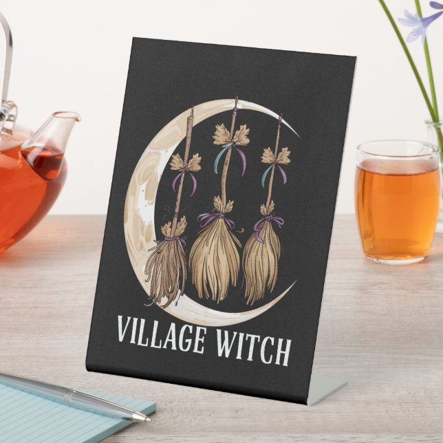 Village Witch Gothic Occult Wicca Pagan Nature Pedestal Sign (In SItu)