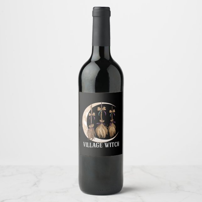 Village Witch Gothic Occult Wicca Pagan Nature Wine Label (Front)